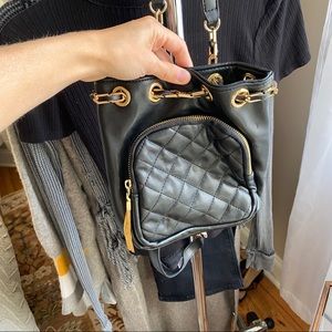 Free People black leather backpack